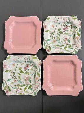 Sweet Laurel Pink & Floral Dessert Plates - Set of 4